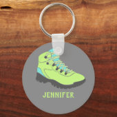 Porte-clés Boot Lime Green Randonnée Personnalisé Gris (Recto)