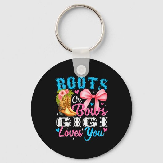 Porte-clés Boots Or Bows Gigi Loves You Gender Reveal Family (Recto)