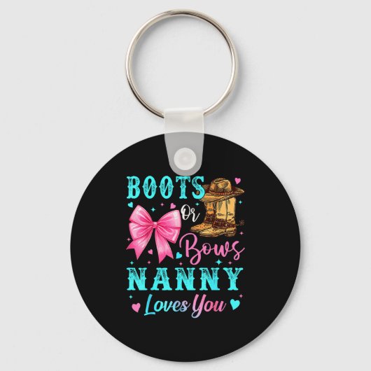Porte-clés Boots Or Bows Nanny Loves You Gender Reveal Family (Recto)