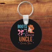 Porte-clés Boots Or Bows Uncle Loves You Gender Reveal Party  (Recto)