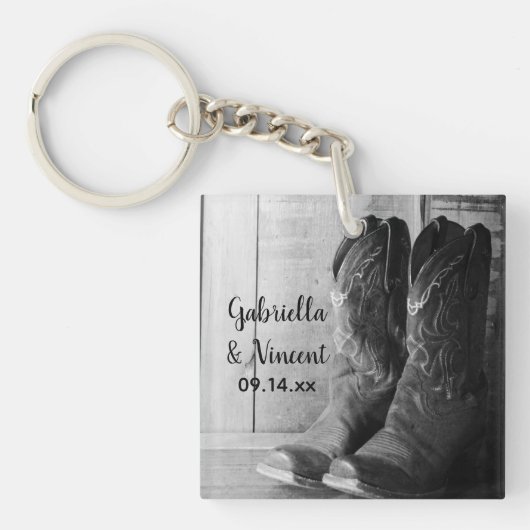 Porte-clés Boots rustiques Cowboy Pays Mariage occidental (Devant)