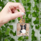 Porte-clés Border Collie & Fleurs à l'aquarelle (main)