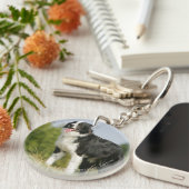 Porte-clés Border collie haletant la position (Devant droit)