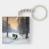 Porte-clés Border Collie Qu'il neige Noël (Dos)