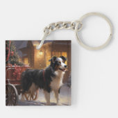 Porte-clés Border Collie Saison de Noël festive (Dos)