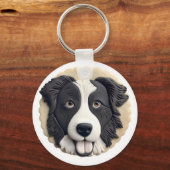 Porte-clés Bordure Collie Chien 3D inspiré (Verso)