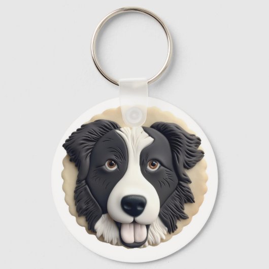 Porte-clés Bordure Collie Chien 3D inspiré (Verso)