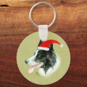 Porte-clés Bordure Collie Chien de Noël Santa Hat (Recto)