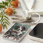Porte-clés Bordure Collie Chien équitation Moto Noël (Devant droit)