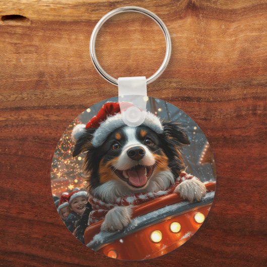 Porte-clés Bordure Collie Dog Roller Dessous de verre Noël (Verso)