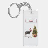 Porte-clés Bordure Collie Funny Chien de Noël avec arbre (Devant gauche)