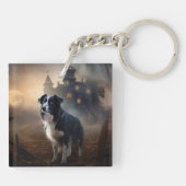 Porte-clés Bordure Collie Halloween effroi (Dos)