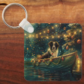 Porte-clés Bordure Collie Noël Festive Voyage (Recto)