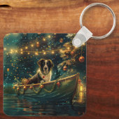 Porte-clés Bordure Collie Noël Festive Voyage (Verso)