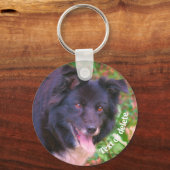 Porte-clés Bordure Collie souriant mignon chien personnalisé (Recto)