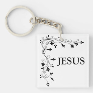 PORTE-CLÉS BORDURE DE COIN FLORAL JESUS