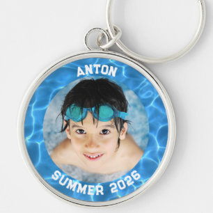 Porte-clés Bordure de piscine bleu aqua pour photo de sport