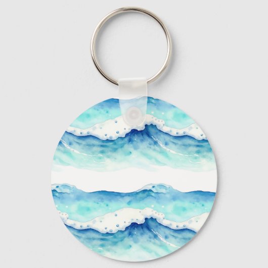 Porte-clés Bordure de vagues océaniques à l'aquarelle (Recto)