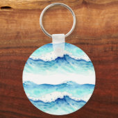 Porte-clés Bordure de vagues océaniques à l'aquarelle (Recto)