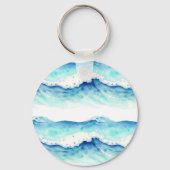 Porte-clés Bordure de vagues océaniques à l'aquarelle (Verso)