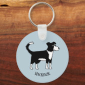 Porte-clés Bordure mignonne galloise Collie Sheepdog Nom pers (Verso)
