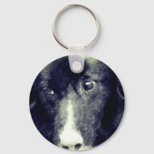 Porte-clés Bordure noire Collie Art animal (Verso)