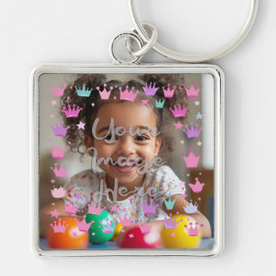 Porte-clés Bordure photo de la Couronne Pastel Pink Purple Pr