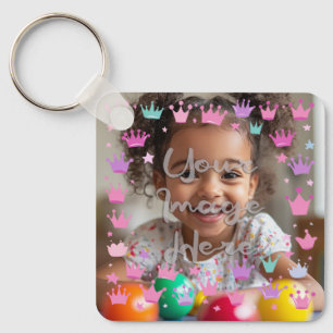 Porte-clés Bordure photo de la Couronne Pastel Pink Purple Pr