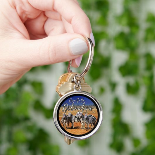 Porte-clés "Born To Be Distinctive" Zebra Art (main)