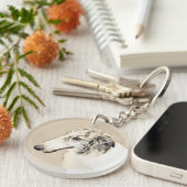 Porte-clés Borzoi (Argent Brindle) Peinture Chien Art origina (Devant droit)