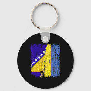 Porte-clés Bosnie-Herzégovine Ukraine Drapeau à moitié