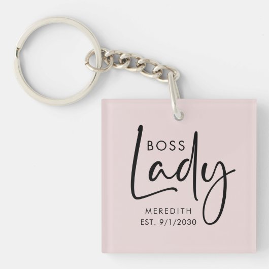 Porte-clés Boss Lady Logo Blush Pink Personnalisé (Devant)