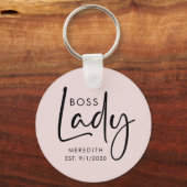 Porte-clés Boss Lady Logo Blush Pink Personnalisé (Verso)