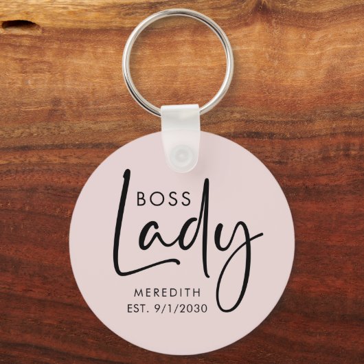 Porte-clés Boss Lady Logo Blush Pink Personnalisé (Recto)