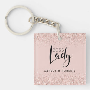 Porte-clés Boss Lady Rose Gold Blush Parties scintillant pers