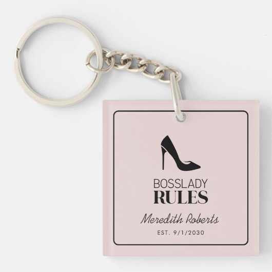 Porte-clés Boss Lady Stiletto Logo Blush Personnalisé (Devant)