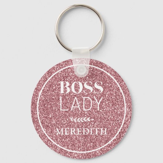 Porte-clés Boss Lady tendance Fille rose Parties scintillant  (Recto)