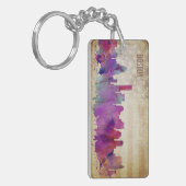 Porte-clés Boston, horizon de ville d'aquarelle de mA | (Devant gauche)