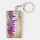Porte-clés Boston, horizon de ville d'aquarelle de mA | (Dos)