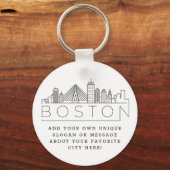 Porte-clés Boston Stylisé Skyline | Slogan personnalisé (Recto)