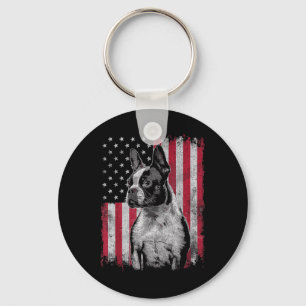 Porte-clés Boston Terrier 4 juillet Patriotique Usa Independe