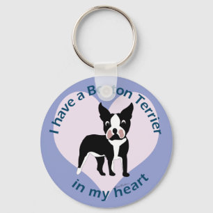 Porte-clés Boston Terrier à mon coeur