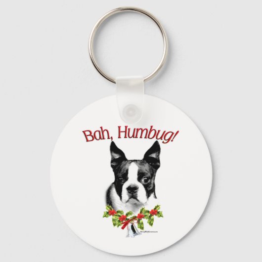 Porte-clés Boston Terrier Bah Humbug (Recto)
