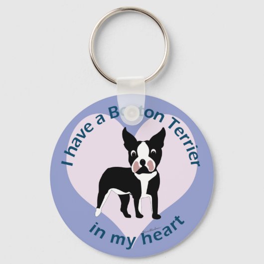 Porte-clés Boston Terrier dans mon coeur (Recto)