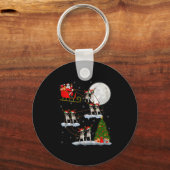 Porte-clés Boston Terrier Dog Santa Sleigh Flying Funny Chris (Recto)