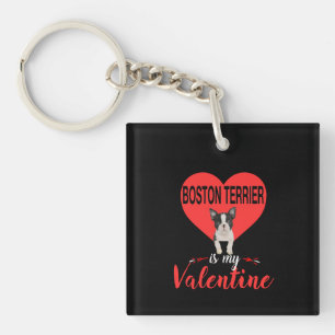 Porte-clés Boston Terrier est mon cadeau Valentine