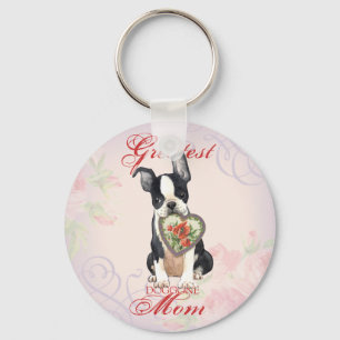 Porte-clés Boston Terrier Heart Mom