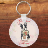Porte-clés Boston Terrier Heart Mom (Recto)