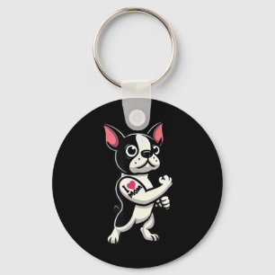 Porte-clés Boston Terrier I Love Maman Funny Chien Tattoo