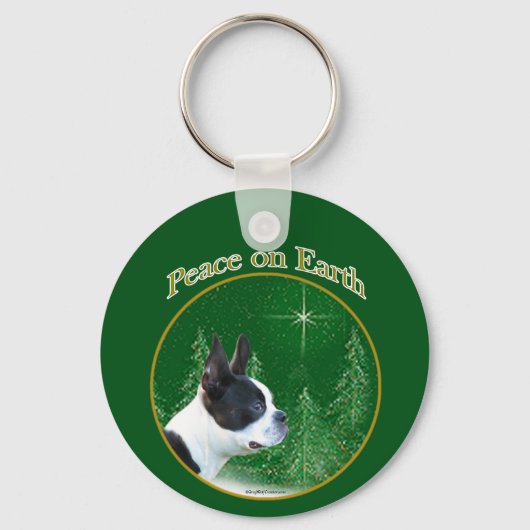 Porte-clés Boston Terrier Peace (Recto)